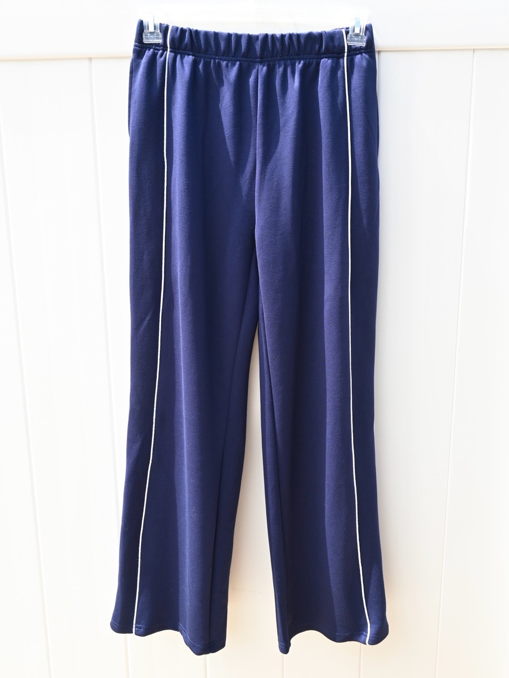 BTFBM Navy Blue Wide-Leg Track Sweat Pants with White Piping